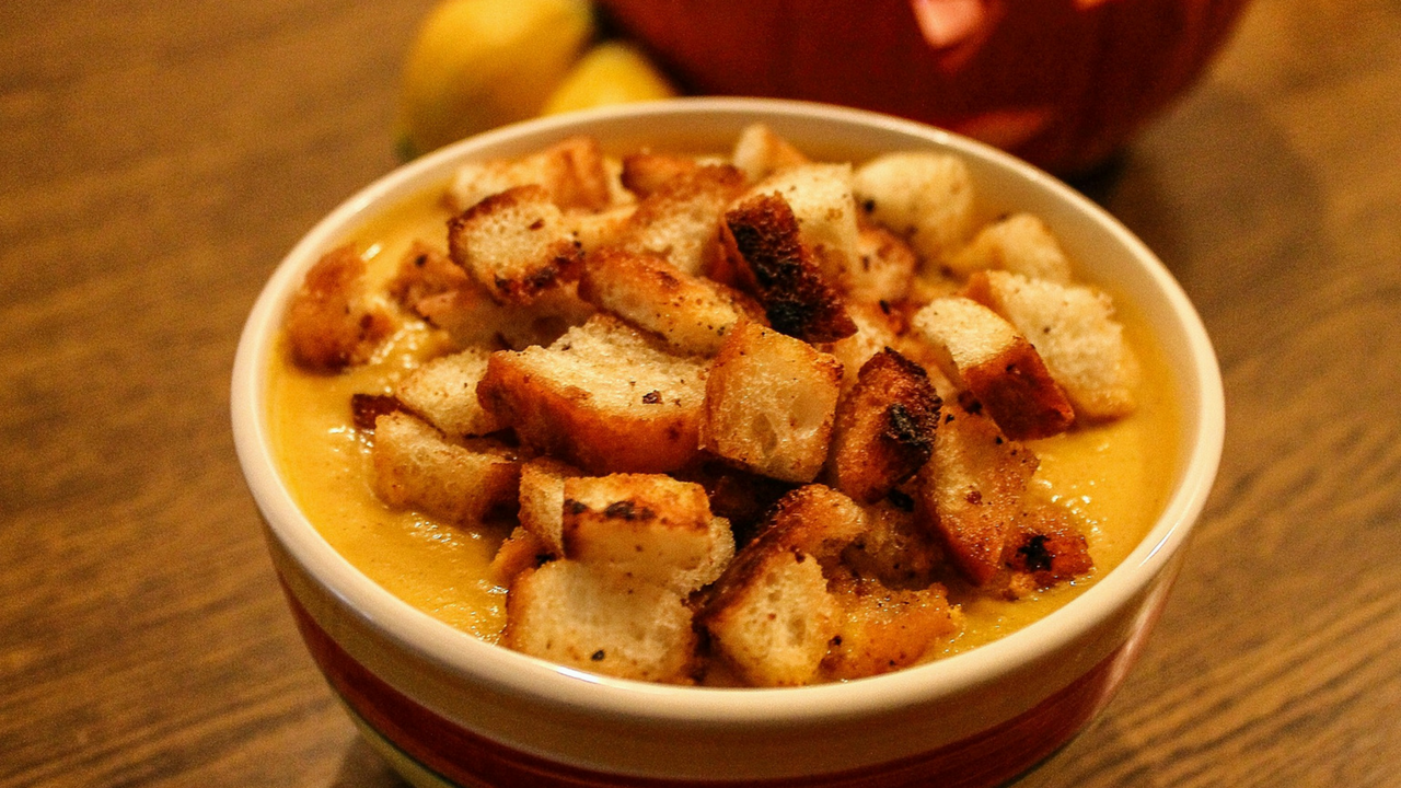 Pumpkin Soup with Apple Croutons