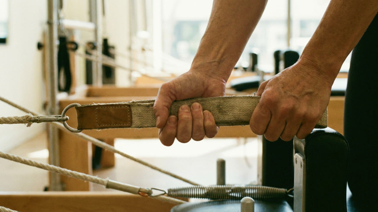 Hands gripping a handle, knuckles and tendons visible
