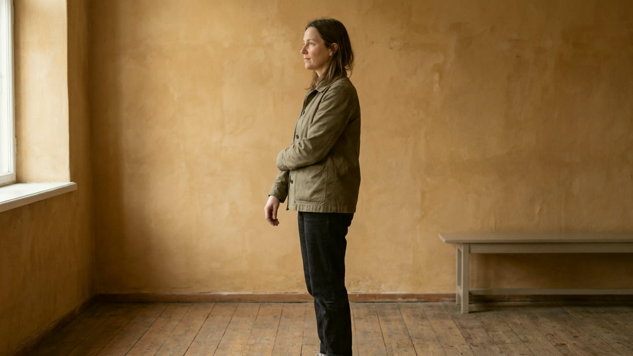 Standing postural assessment against a plain wall
