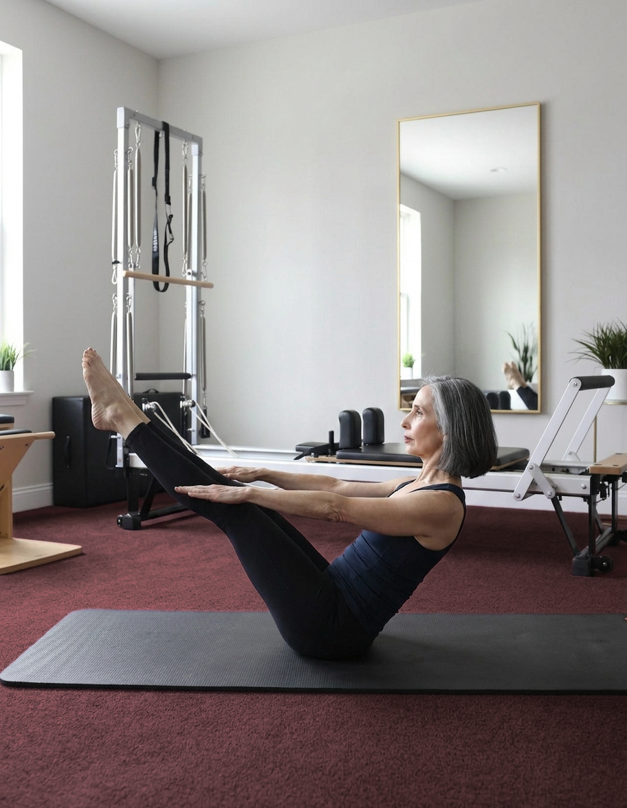 Gina Santangelo in a plank rotation strength exercise