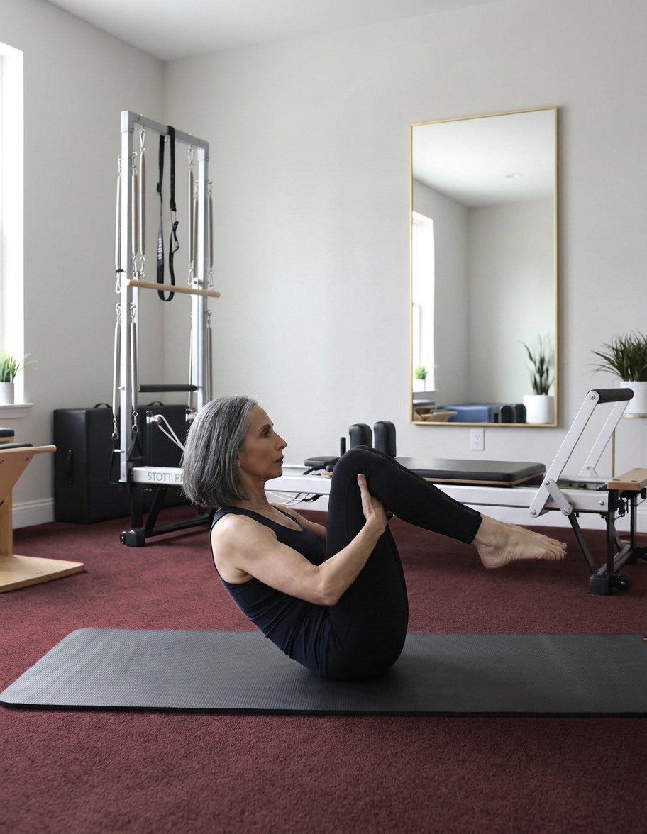 Gina Santangelo in a teaser on the mat at the GLOW Body studio