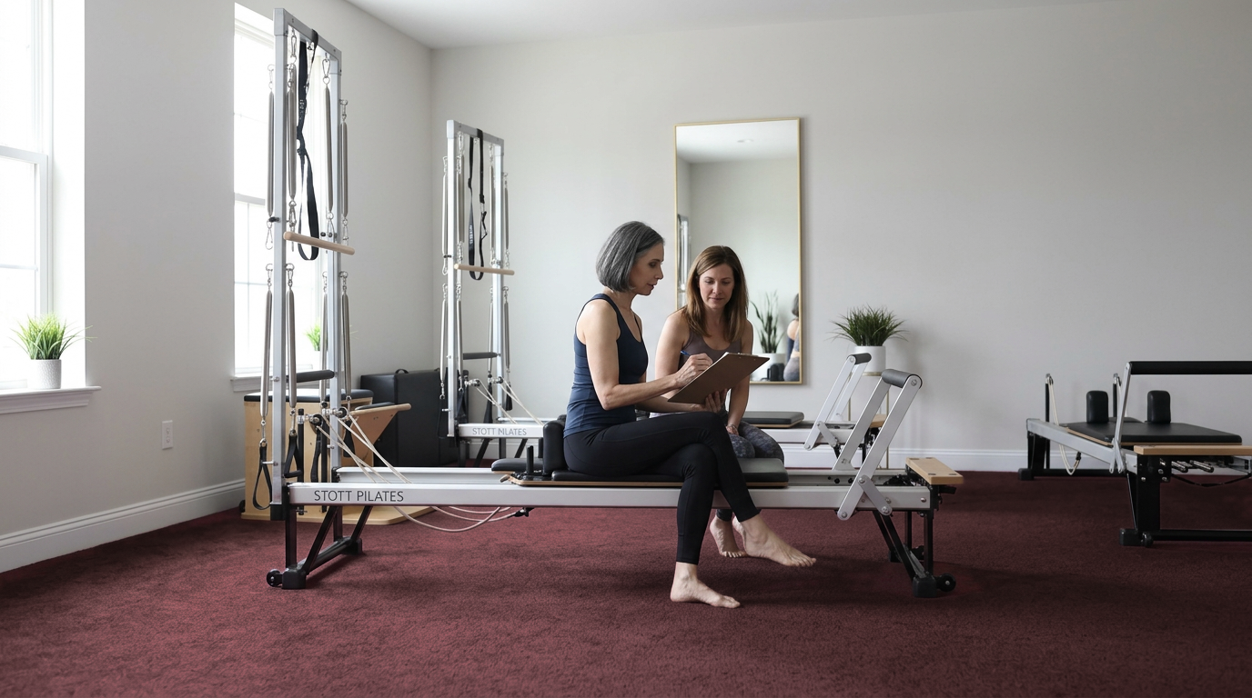 Gina Santangelo reviewing a wellness plan with a client