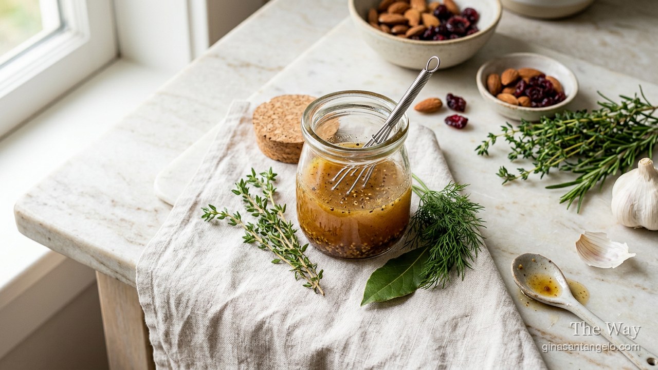 Apple cider vinaigrette in a jar