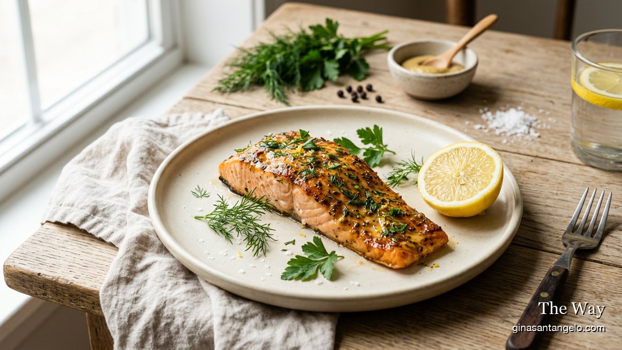 Dijon herb baked salmon