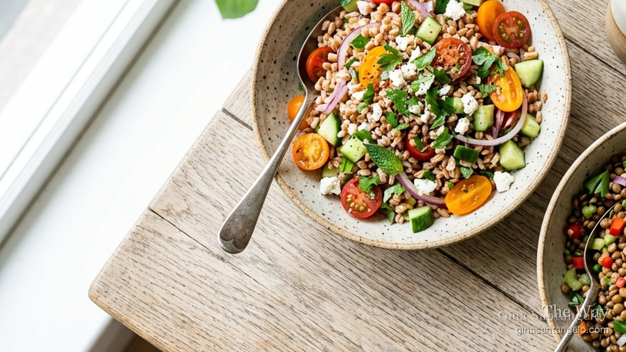 Farro Salad with Tomatoes, Cucumber, and Red Onion