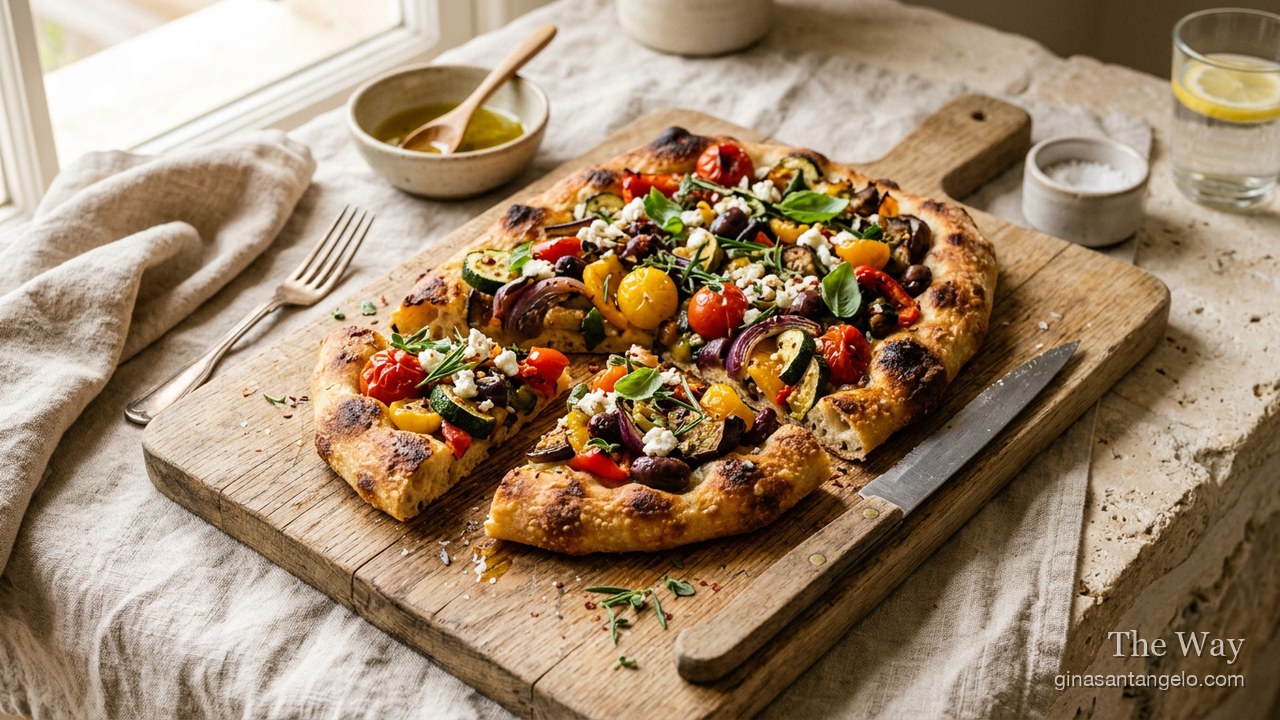 Mediterranean veggie flatbreads