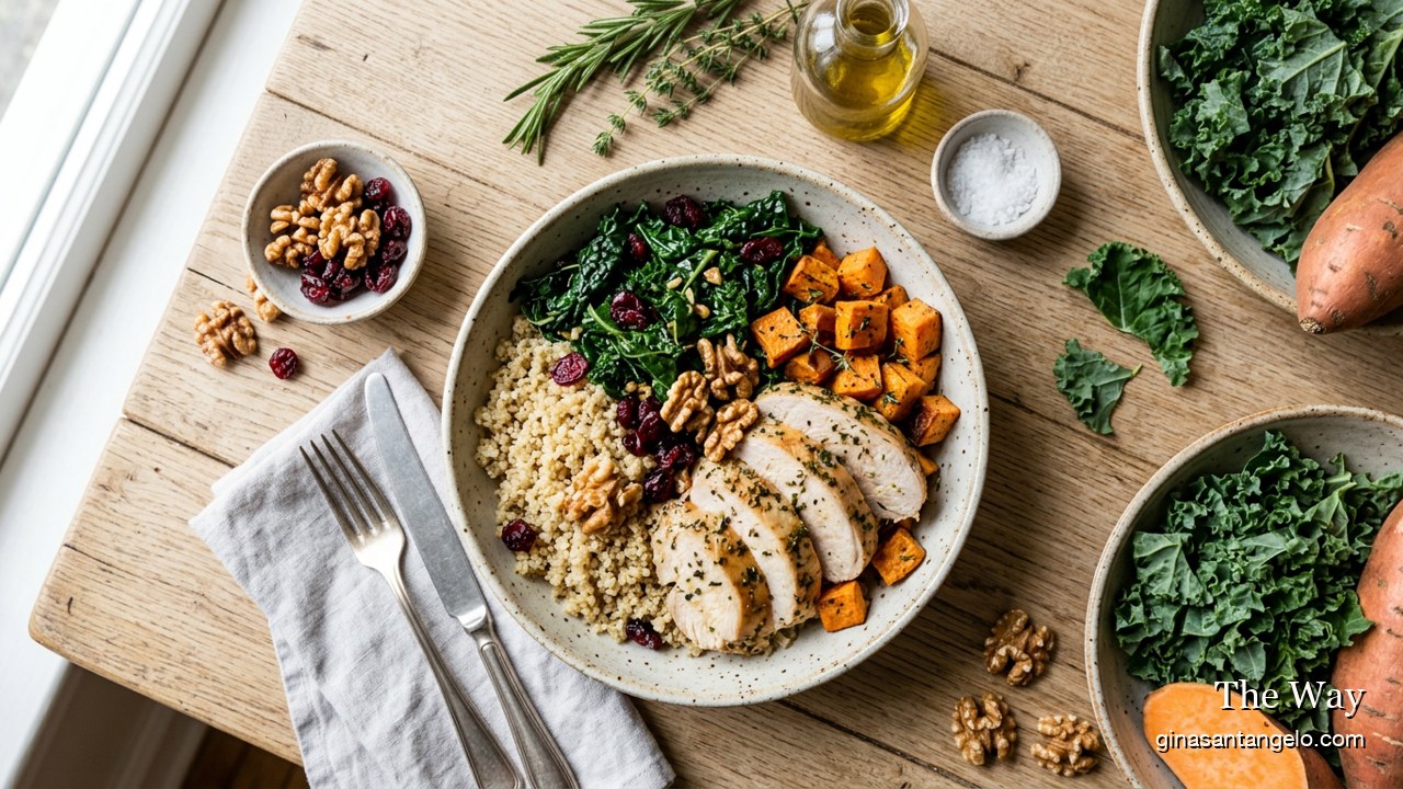 Harvest turkey bowl with sweet potato and beets