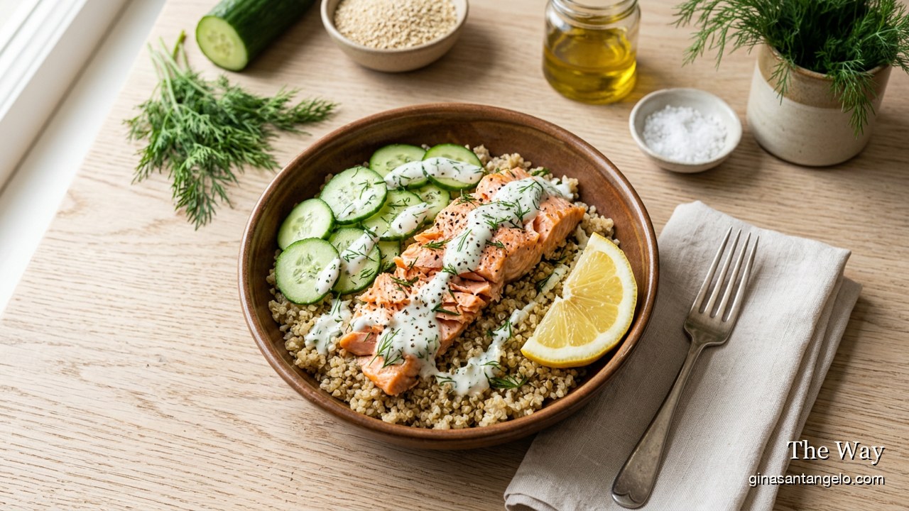 Lemon dill salmon bowl