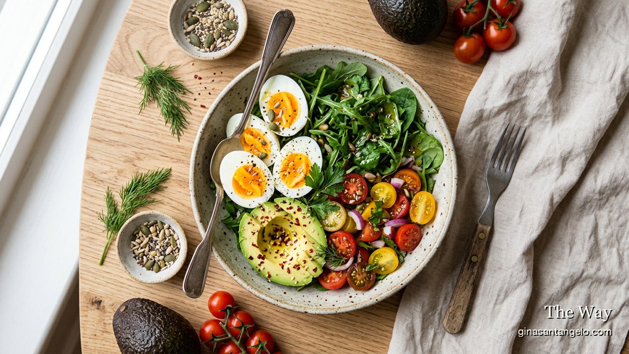 Power egg bowl with avocado