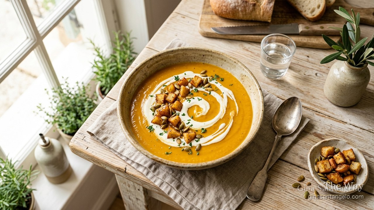 Pumpkin Soup with Apple Croutons