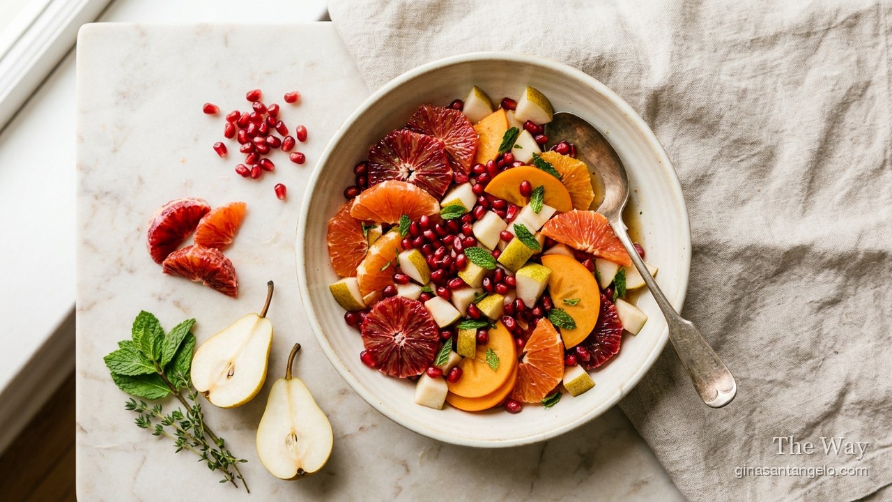 Winter fruit salad with pomegranate
